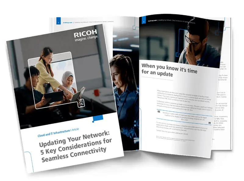 A PDF titled "Updating Your Network: 5 Key Considerations for Seamless Connectivity"